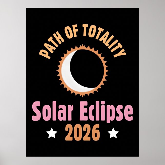 Total solförmörkelse 2026 bana för totalitet poster (Framsidan)