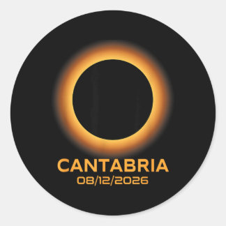 Total solförmörkelse 2026 Cantabria Spanien Totali Runt Klistermärke