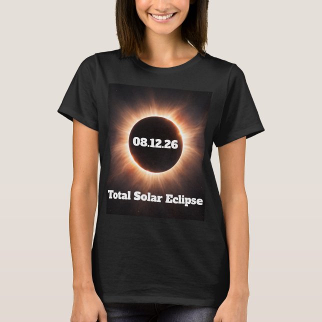 Total solförmörkelse 2026 Dam T Shirt (Framsida)