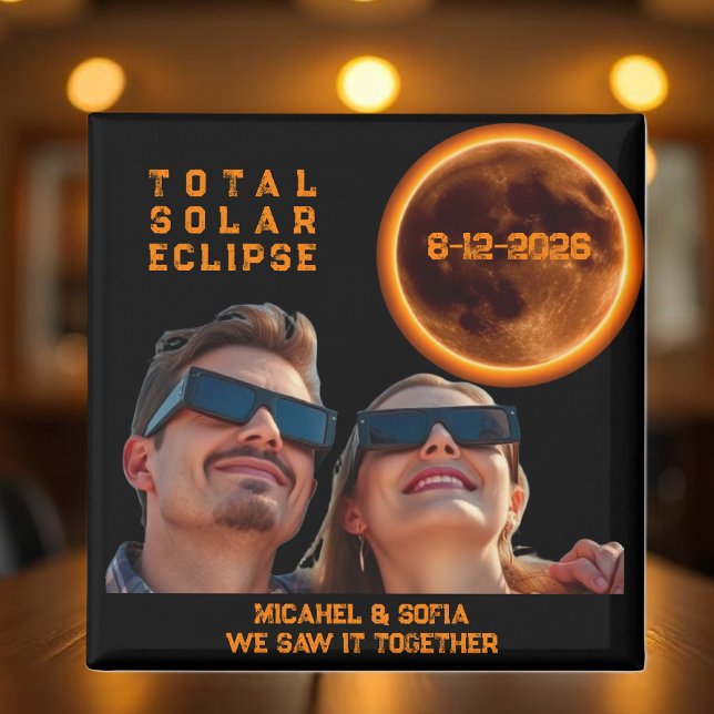 Total solförmörkelse 2026 Foto-souvenir (Total Solar Eclipse 2026 Souvenir Magnet)