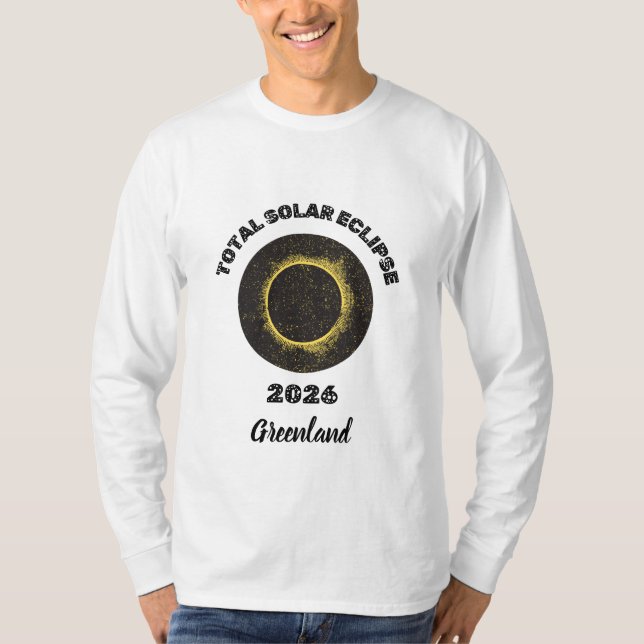 Total solförmörkelse 2026 Herr Long Sleeve T Shirt (Framsida)
