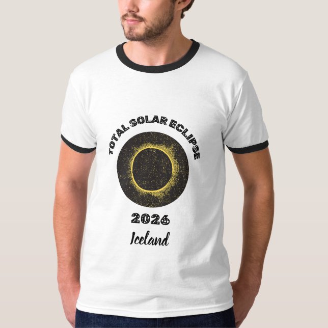 Total solförmörkelse 2026 Herr Ringer T-Shirt (Framsida)