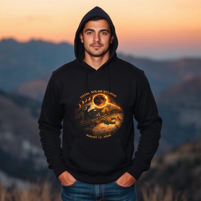Total solförmörkelse 2026 hoodie (Total Solar Eclipse 2026-Path of Totality hoodie)