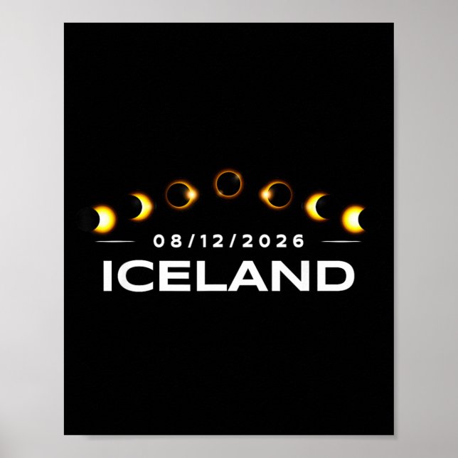 Total solförmörkelse 2026 Island Totalitet Poster (Framsidan)