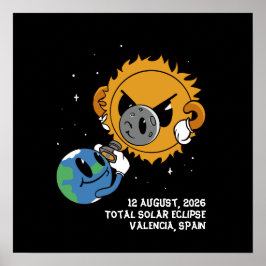 Total solförmörkelse 2026 Spanien fotobomb Poster
