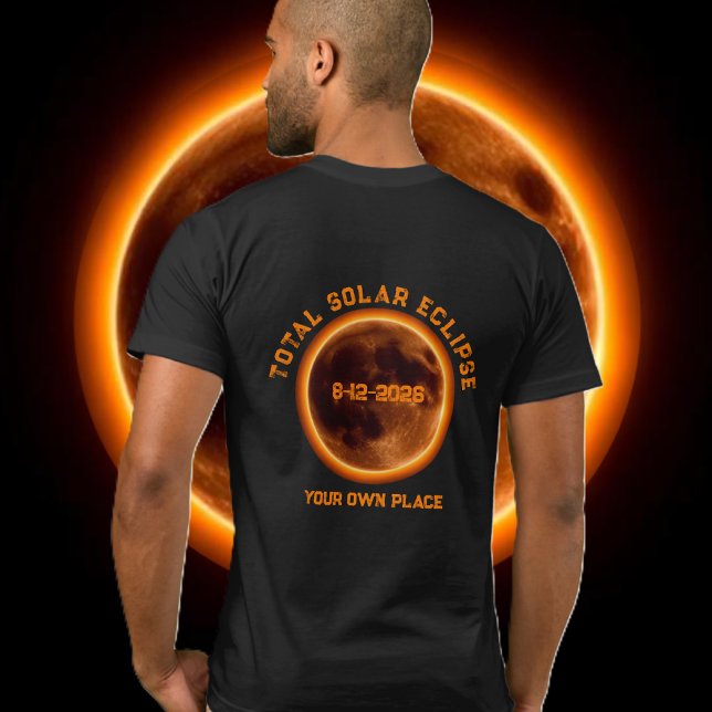 Total solförmörkelse 2026 t shirt (Total Solar Eclipse 2026 T-Shirt back graphic print men)