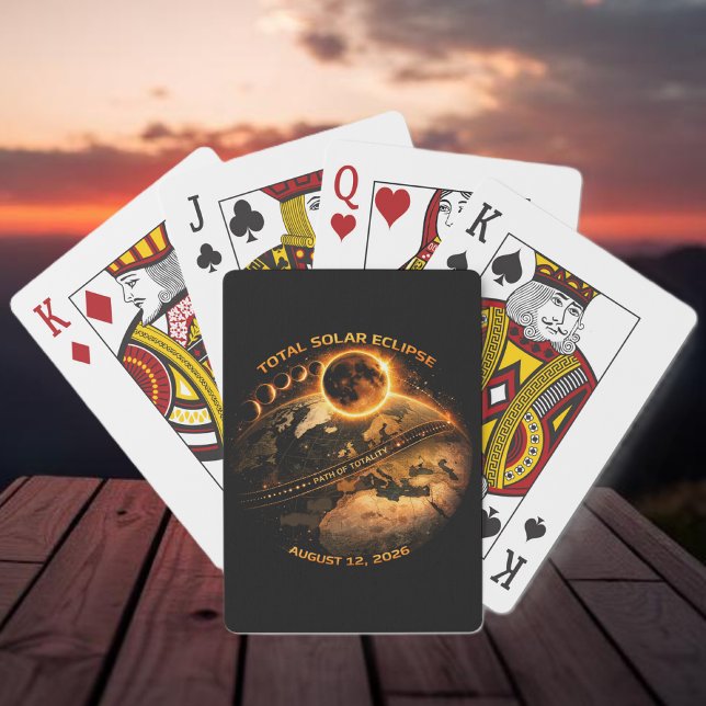 Total solförmörkelse 2026 Totalitetsbana Casinokort (Zazzle Total Solar Eclipse 2026 Path of Totality Poker Cards )