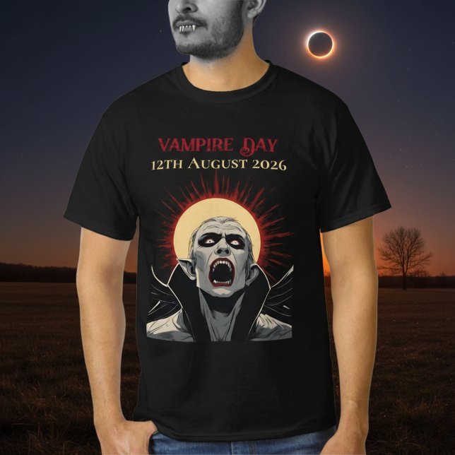 Total solförmörkelse 2026 Vampire Day T Shirt (Skapare uppladdad)
