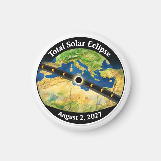 Total solförmörkelse 2027 Karta Magnet (Framsidan)