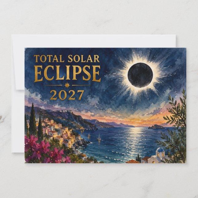 Total solförmörkelse 2027 Medelhavet  Inbjudningar (Framsida)