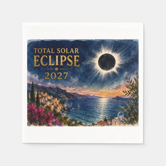 Total solförmörkelse 2027 Medelhavet  Pappersservett (Framsidan)