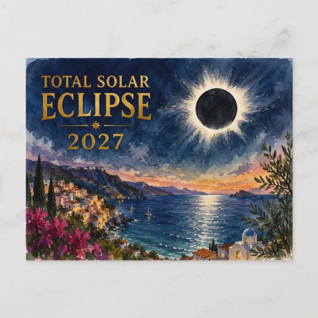 Total solförmörkelse 2027 Medelhavet  Vykort (Framsida)