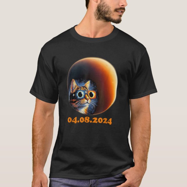 Total solförmörkelse 4 april 8 2024 Totalitetskatt T Shirt (Framsida)
