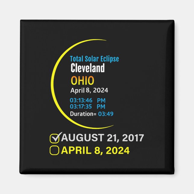 Total solförmörkelse 8 april 2024 Ohio Cleveland  Magnet (Framsidan)