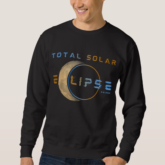 TOTAL SOLFÖRMÖRKELSE 8 APRIL 2024 SOLSYSTEMET LÅNG ÄRMAD TRÖJA (Framsida)