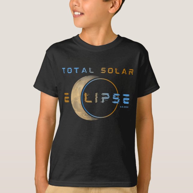 TOTAL SOLFÖRMÖRKELSE 8 APRIL 2024 SOLSYSTEMET T SHIRT (Framsida)