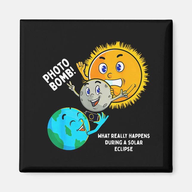 Total Solförmörkelse Astronomi Design Magnet (Framsidan)