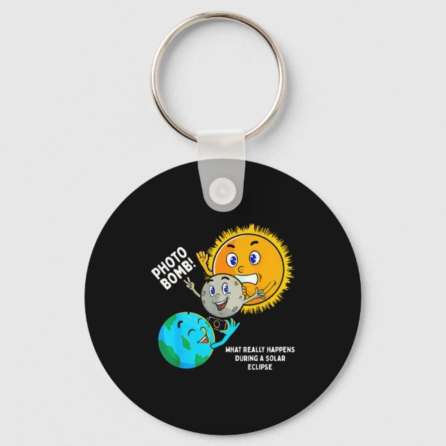 Total Solförmörkelse Astronomi Nyckelring (Framsida)