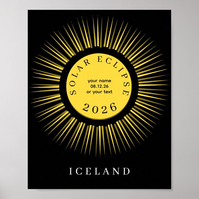 Total solförmörkelse augusti 2026 text personlig poster (Framsidan)