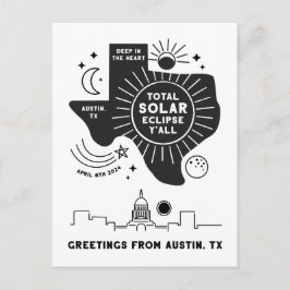 Total solförmörkelse Austin Texas vykort