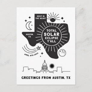 Total solförmörkelse Austin Texas vykort