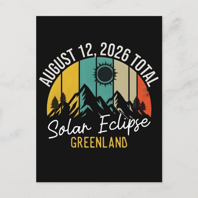 Total solförmörkelse Grönland 12 augusti 2026 Helg Vykort (Framsida)