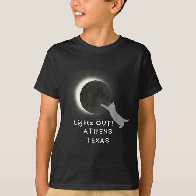 Total Solförmörkelse Katt Aten Illustration T Shirt (Framsida)