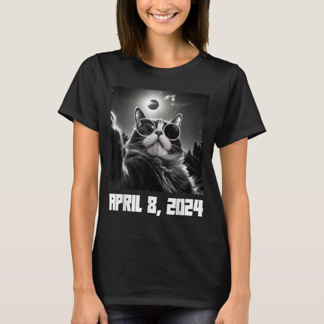 Total solförmörkelse Katt Selfie T Shirt (Framsida)