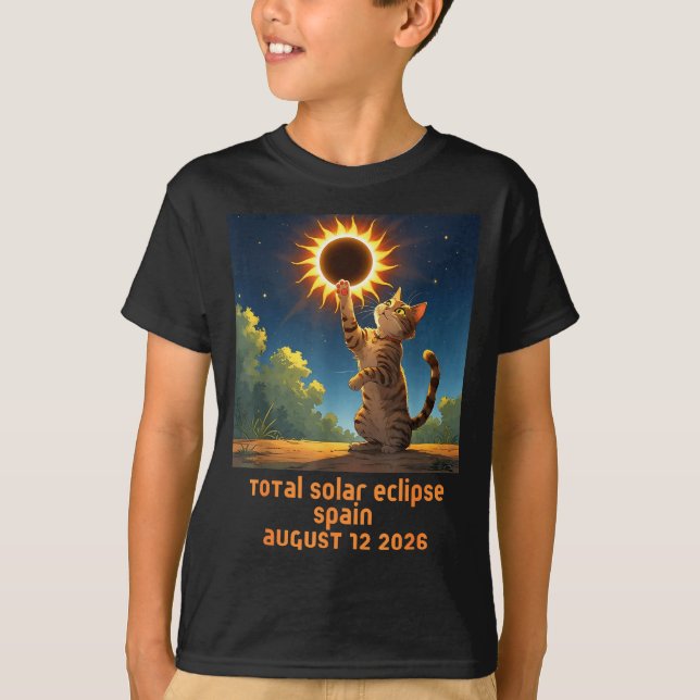 Total solförmörkelse katt Spanien design T Shirt (Framsida)