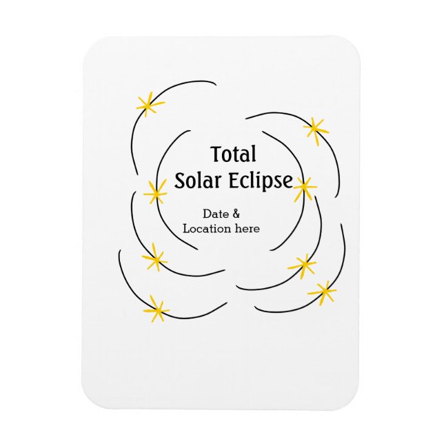 Total solförmörkelse lägg till datum plats halv so magnet (Vertikal)