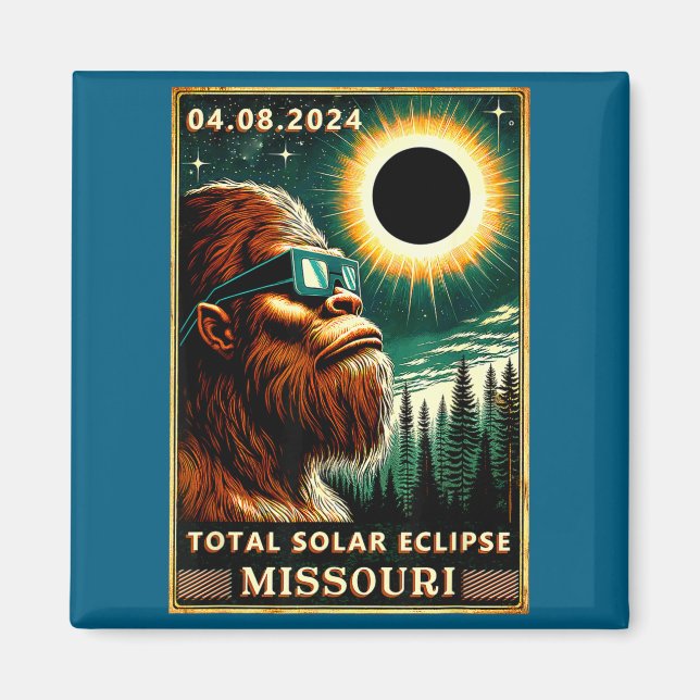 Total Solförmörkelse Missouri Bigfoot Illustration Magnet (Framsidan)