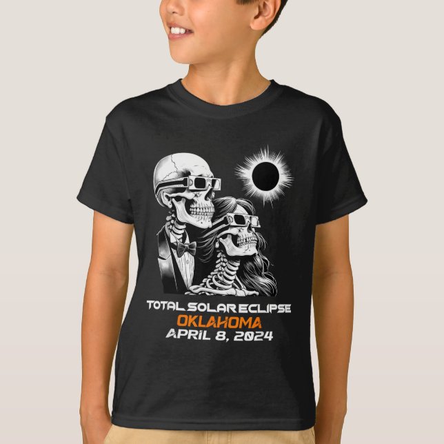 Total solförmörkelse skelett Oklahoma Ok T Shirt (Framsida)