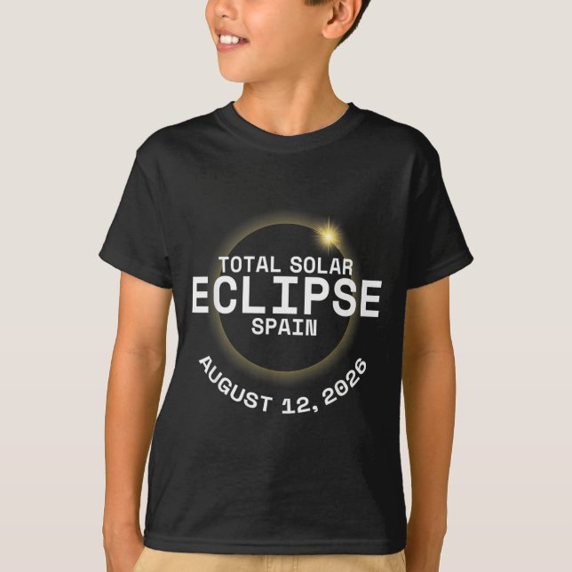 Total solförmörkelse Spanien 12 augusti 2026 T Shirt (Framsida)