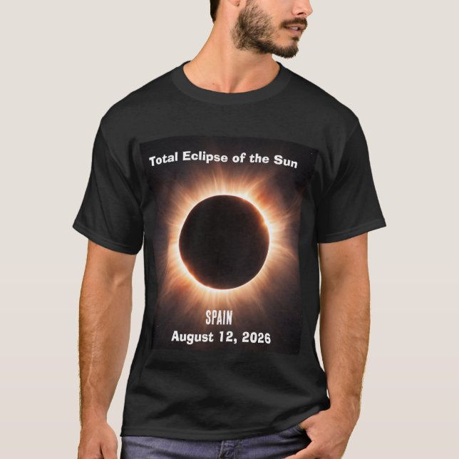 Total solförmörkelse Spanien 12 augusti 2026 T Shirt (Framsida)