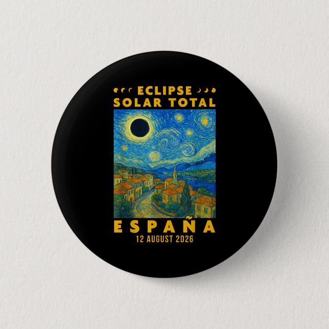 Total solförmörkelse Spanien 2026  Knapp (Framsida)