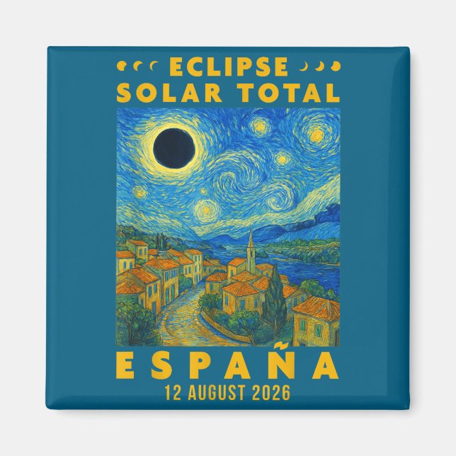 Total solförmörkelse Spanien 2026  Magnet (Framsidan)