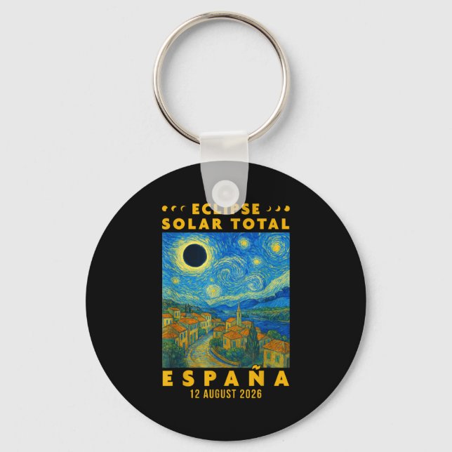 Total solförmörkelse Spanien 2026 Nyckelring (Framsida)