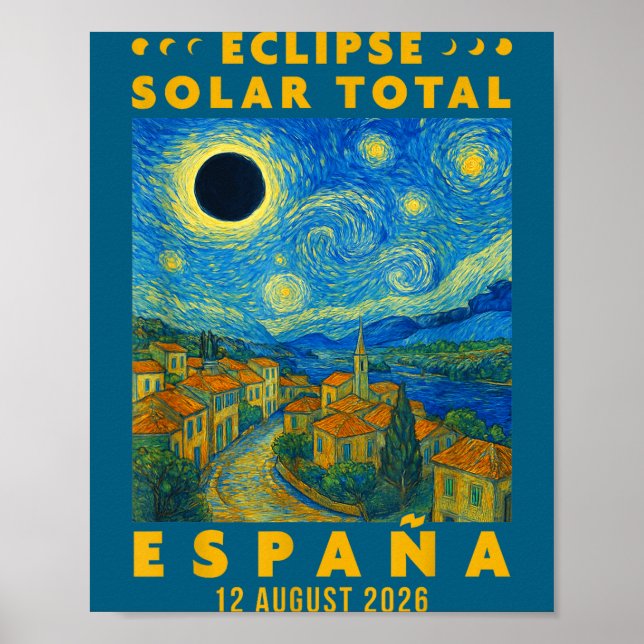 Total solförmörkelse Spanien 2026 Poster (Framsidan)