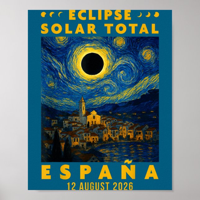 Total solförmörkelse Spanien 2026  Poster (Framsidan)