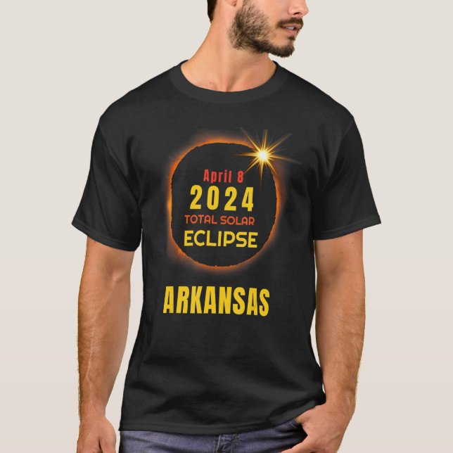 Total solförmörkelse T-shirt ARKANSAS 8 april 2024 (Framsida)
