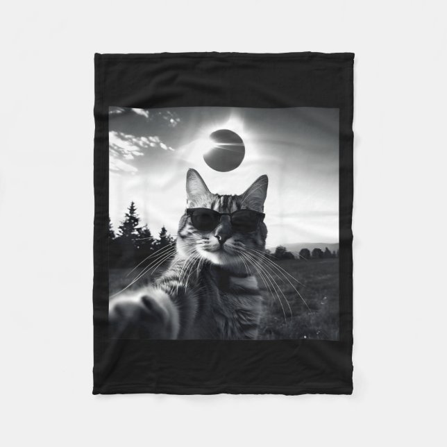 Total solförmörkelse Usa Katt Illustration Fleecefilt (Framsidan)