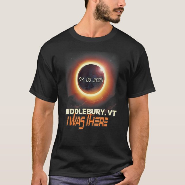 Total solförmörkning Middlebury Vermont VT T Shirt (Framsida)