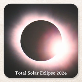 Total solnedgång 8 april 2024 måne sol underlägg papper kvadrat