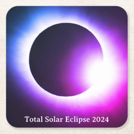 Total solnedgång 8 april 2024 måne sol underlägg papper kvadrat