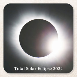 Total solnedgång 8 april 2024 måne sol underlägg papper kvadrat