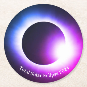Total solnedgång 8 april 2024 måne sol underlägg papper rund