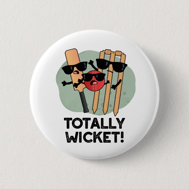 Total Wicket Funny Sports Cricket Pun Knapp (Framsida)