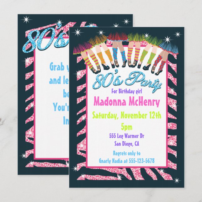 Totala 1980-tals festinbjudningar inbjudningar (Fram/baksida)