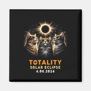 Totality Cats Wearing Solar Eclipse Gles 4.8.2024 Magnet