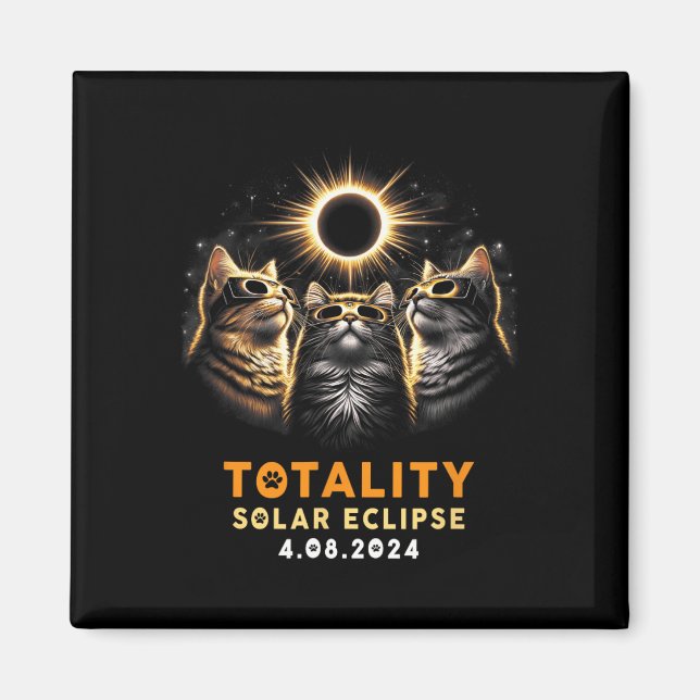 Totality Cats Wearing Solar Eclipse Gles 4.8.2024 Magnet (Framsidan)